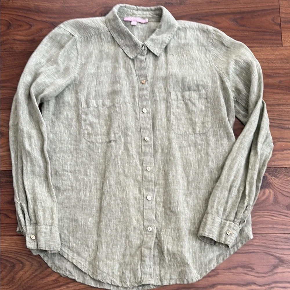 Calypso St. Barth Green Casual Button Down Shirt Relaxed Fit - Picture 1 of 9